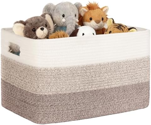 86L Large Woven Laundry Basket Hamper with Handles, Gradient Brown by SunNewt