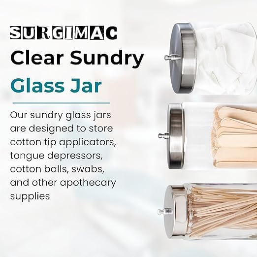 SurgiMac Glass Sundry Jar with Lid, 4 x 4 inch, Clear Storage Container, Compact & Durable, for Cotton Balls & Supplies | 6 Count - Image 6