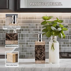 Hand Liquid&Lotion Soap Dispenser Pump Bottle Natural Marble for Kitchen Bathroom Countertop Laundry Room Holds Dish Soap Shampoo Laundry Liquid Shower Gel(Coffee Colour) - Image 2