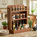 Solid Wood 3-Tier Spice Rack Countertop Organizer Kitchen Storage Shelf by RICHTOER
