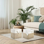 6 Pcs 11x11 Inch Fabric Cube Storage Bins Square Cube Baskets, Light Brown - Image 5