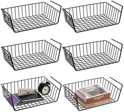 6 Pcs Under Shelf Basket, Slide in Wire Hanging Storage Baskets by Unknown