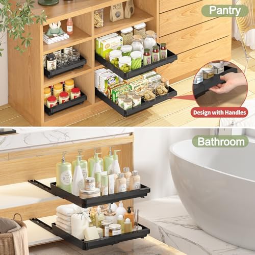 DOMNIU Pull Out Cabinet Organizers Expandable,Black,20.8"Depth,2 Pack - Image 4
