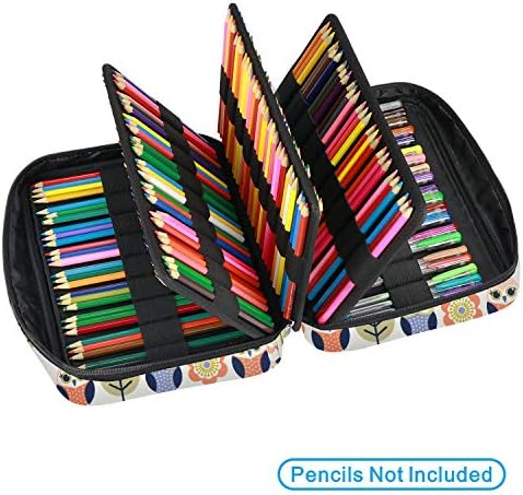 YOUSHARES Colored Pencil Case 220 Slots Pen Case Organizer With Handy Wrap & Zipper, Multilayer Holder for Prismacolor Colored Pencils & Gel Pen (Cartoon Owl) - Image 3