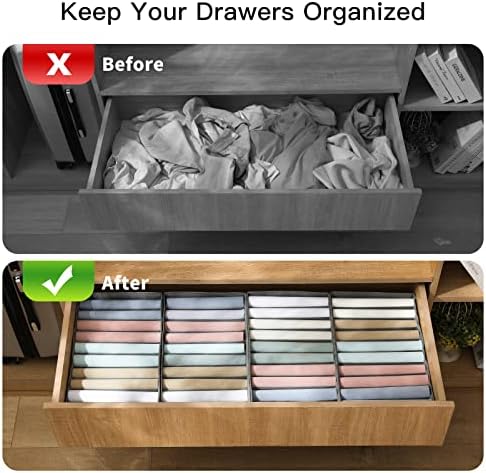 Qozary 4 Pack Drawer Organizers, 10 Grids Foldable Dresser Organizers for Clothing, Folded Clothes, T-shirt, Tank Tops, Camisoles, Underwear, Leggings, Baby Clothes - Image 2