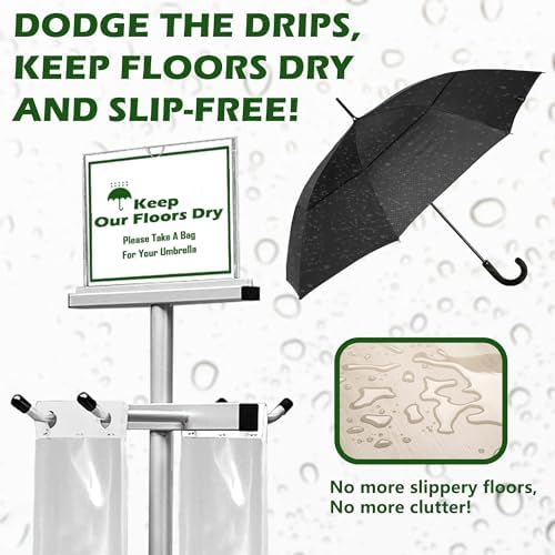 Umbrella Bag Stand, Wet Umbrella Stand with 220 Umbrellas Bags, Silver - Image 3