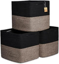 NaturalCozy 13x15x13 Kallax Storage Cubes Bins, 3 Pack | Cotton Rope Cube Storage Bin Woven Baskets for Organizing | Kallax Insert Storage Baskets for Shelves Organizer, Kids Toy, Closet Baby Nursery by NaturalCozy