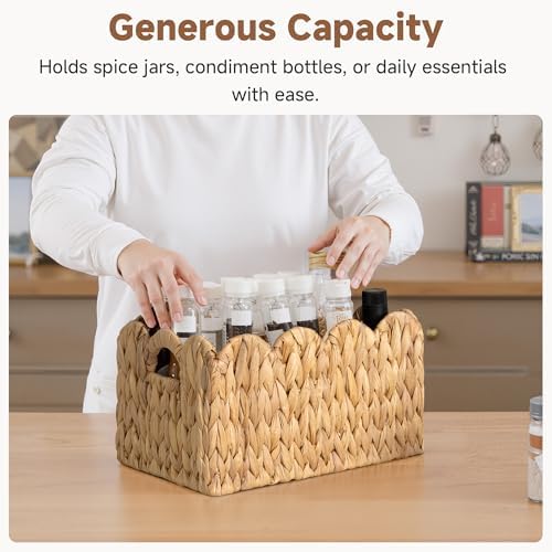 StorageWorks Scalloped Water Hyacinth Baskets, Large Scalloped Baskets - Image 5