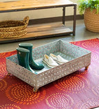 Vivaterra Galvanized Steel Rolling Boot Tray, Gray - Image 4