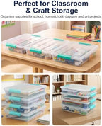 EOENVIVS 4 Pack Clear Storage Bins with Lids, A4 File Boxes, Green Latches - Image 6