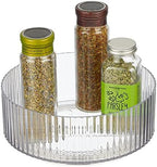 mDesign Fluted Lazy Susan Turntable Plastic Spinner for Kitchen and Bathroom Cabinet, Cupboard, Countertop Organizing, Rotating Organizer for Condiments, Jewelry, Accessories, 9" Round - 2 Pack, Clear - Image 7