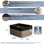 NaturalCozy Storage Baskets 16.8”x13”x7.6” Cotton Rope Woven Baskets for Organizing 3-Pack | Toy Storage Bins | Basket for Shelves, Laundry, Blanket, Clothes, Closet, Kitchen, Bathroom, Gifts - Image 2