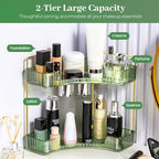 Aveniee Corner Bathroom Counter Organizer, Bathroom Countertop Shelf Makeup Organizer for Vanity Perfume Tray for Corner Storage (2 Tiers, Green) - Image 2