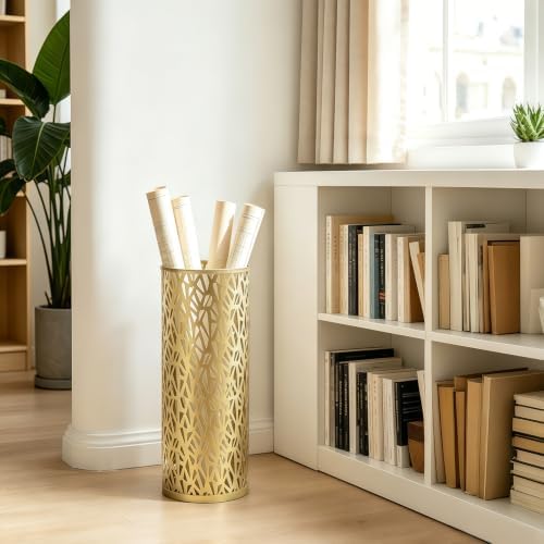 Metal Round Umbrella Stand Rack,Free Standing Umbrella Holder Bin, Canes Walking Sticks Holder for Entryway, Home, Office,Gold - Image 6