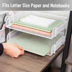 Mind Reader Stackable Paper Tray, Desktop Organizer, File Storage, Office, Metal Mesh, 13.5" L x 10" W x 7.25" H, 2 Pcs., White - Image 6