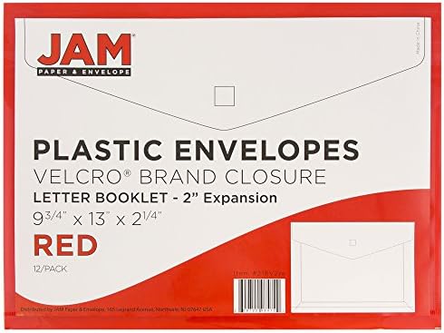 JAM PAPER Plastic Expansion Envelopes with Hook & Loop Closure - Letter Booklet - 9 3/4 x 13 with 2 Inch Expansion - Red - 12/Pack - Image 5