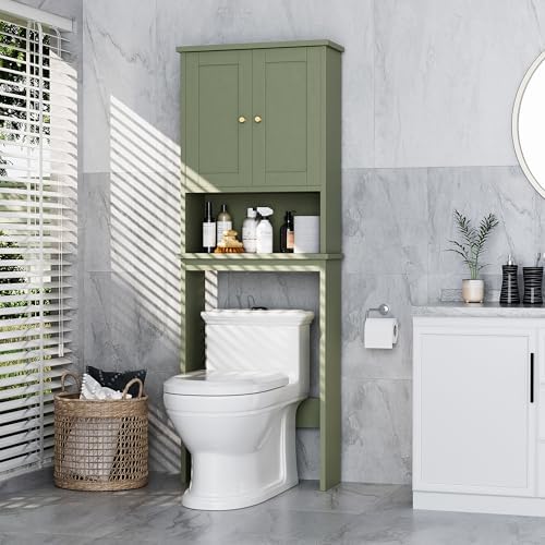 Over the Toilet Storage Cabinet, Bathroom Storage Organizer, Green by Meilocar