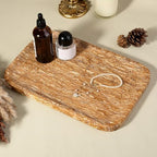 Karibiber Natural Marble Vanity Tray, 11.8" Travertine/Stone Bathroom Tray Countertop, Golden Stone for Perfume Jewelry Holder, Decorative Dresser Organizer, Storage for Kitchen Sink(Walnut Traver) - Image 6