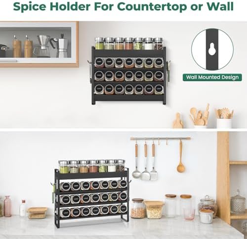 EsLuker.ly Spice Seasoning Rack Organizer Kitchen Countertop, 4 Tier Bamboo - Image 6