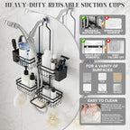 Shower Caddy Hanging for Bathroom Organizers and Storage - 3-Tier Adjustable Anti-Swing Shower Organizer Hanging with Heavy-Duty Suction Cups, Damage-Free Rustproof (Black) - Image 4