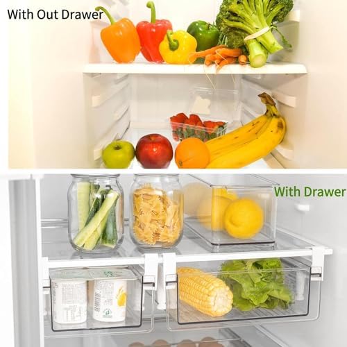 Large Fridge Drawer Organizer 14in-20in Upgradation Refrigerator Undershelf Drawer, Extra-Deep Storage Deli Meat, Cheese, Eggs, Fruit, Vegetable - Image 2