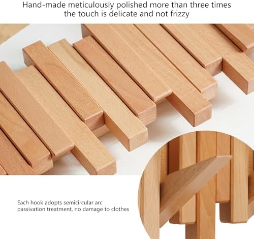 Coat Rack Wall Mount Piano Flip Down Wall Hook Rack 5 Hooks Beech - Image 5