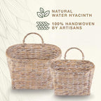 Set of 2 White Wicker Hanging Baskets for Front Door, Mail, Flowers & Organizing - Image 5