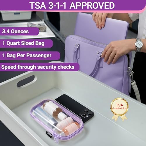 YQBRAO Clear Hard Shell Zipper Cases, 6 Multi-Size Organizers, Purple - Image 7