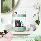 Honeydak Rotating Perfume Organizer Tray, 2 Tiers, Resin Diamond, Green - Image 6