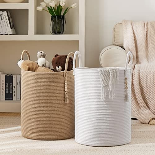 YOUDENOVA 72L Tall Cotton Rope Laundry Hamper Basket - Image 7