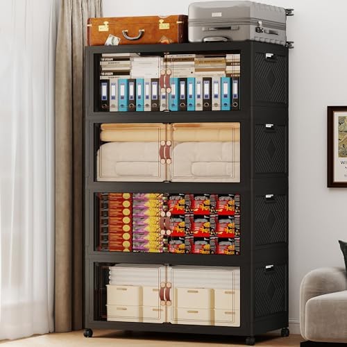 1288QT Extra Large Stackable Storage Bins with Lids & Wheels by VNVTO