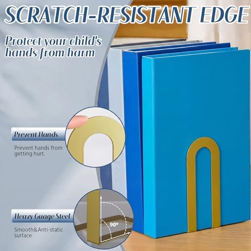 Chunful 24 Pcs Gold Metal BookEnds Shelves, 5.5 x 3.75 x 2.25 in - Image 4