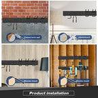 Sttoraboks Garage Wall Organizer, Heavy Duty Tool Hangers for Garage Wall with 8 Double Hooks & 3 Rails, Tool Organizer Wall Mount, Garage Hanging Storage Rack for Shovel, Rake, Broom and Ski Gear - Image 5