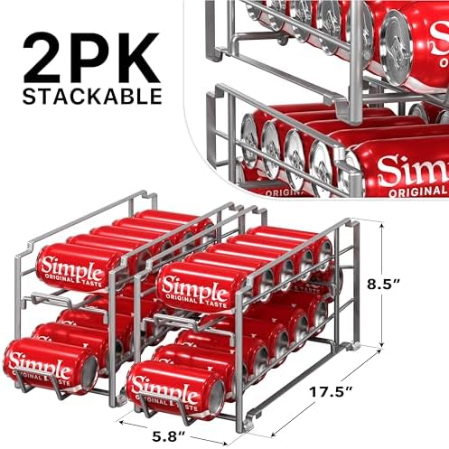 Simple Houseware 2-Pack Stackable Beverage Soda Can Dispenser Rack, Silver - Image 2