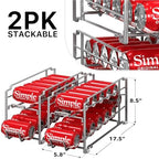 Simple Houseware 2-Pack Stackable Beverage Soda Can Dispenser Rack, Silver - Image 2