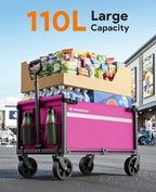 Collapsible Wagon Cart with Wheels, 220LBS for Grocery Shopping Camping - Image 3