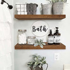 QEEIG Bathroom Long Floating Shelves for Wall (Brown, Set of 2, 23.6") - Image 2