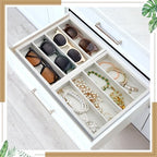 Amylove 4 Pcs Beige Sunglass Organizer Trays 4 Grids Velvet Glasses Holder Jewelry Display Organizer Eyeglasses Storage Box Drawer - Image 6