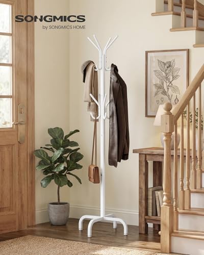 SONGMICS Coat Rack Freestanding, Steel Stand with 16 Hooks and 4 Legs - Image 2