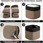 ICERZCZ 11 Inch Cube Storage Bins, Storage Cube Organizer Bins, Woven Cotton Rope Baskets for Storage, Storage Basket for Organizing Shelves, Square Baskets for Toys Nursery, Black & Jute (Pack of 3) - Image 7