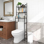 3-Shelf Bathroom Organizer Over Toilet, Space Saver Storage, Black by HAHRIR