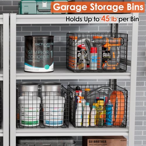 3-Pack Metal Milk Crate for Storage, Large 40qt Stackable Collapsible Storage Bins with Handle, Heavy Duty Storage Baskets for Shelves, Folding Basket Organizer for Car, Garage, Home, Camping, Office - Image 4
