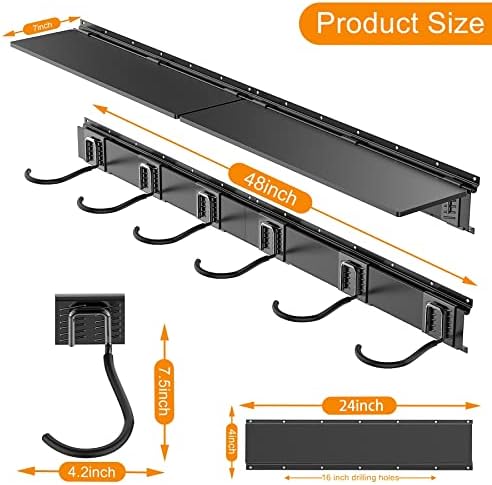 TORACK Wall Mounted Bike Storage Rack with Shelf, 6 Bikes Hangers - Image 4