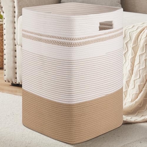 96L Extra Large Cotton Rope Laundry Basket for Bedroom & Laundry Room, Tall Clothes Hamper with Sturdy Handles, Neutral Storage Bin Capable of Holding Blankets and Toys by SIXDOVE