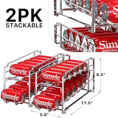 Simple Houseware 2-Pack Stackable Beverage Soda Can Dispenser Rack, Chrome - Image 2