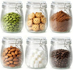ComSaf Ribbed Glass Mason Jars with Airtight Lids 25 oz 6 Pack Coffee by ComSaf