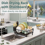 AIDERLY Metal Dish Drying Rack Automatic Drainage, Black, Large (Pack of 2) - Image 2