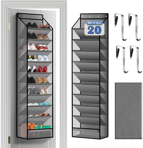 10 - Pocket Over - the - Door Hanging Shoe Organizers & Rack, Made of Sturdy 600D Oxford + Non - Woven Fabric, Space - Saving Storage for Shoes, Boots & More (Gray) by Cotohim