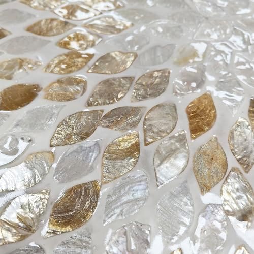 i-lan 16 Inch Mother of Pearl Lazy Susan Turnable Organizer for Table,Large Decorative Round Rotating Tray for Dining Table,Cabinet,Countertop,Kitchen and Tabletop - Image 4