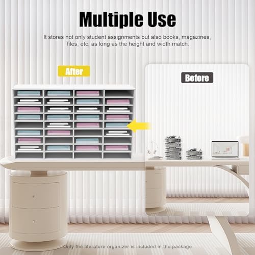 Literature Organizer, 36 Slots Compartments Mail Organizer, Literature Organizers for Office, Paper Shelves Classroom Mailbox, for Office Home School(White) - Image 5